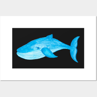 Watercolor whale Posters and Art